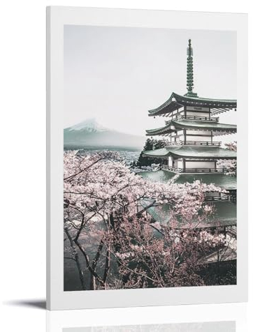 TSIDDKA Chureito Pagoden-Poster, Wohnzimmer-Dekor, moderne ästhetische Wandkunst, Poster, Geschenk für Freunde, Rahmen-Stil, 50 x 75 cm