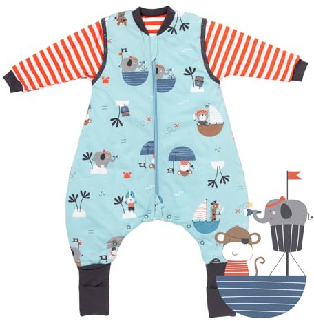 schlummersack Schlafsack mit Füßen ganzjährig 110 cm 2.5 Tog Pirat | Kinder Schlafsack mit Beinen und verlängerten Bündchen für eine Körpergröße 110-120cm | Ganzjahres Füßen 2.5 Tog