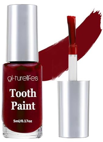 GL-Turelifes Maquillaje de color de dientes, crema de pintura de dientes negro, seguro, de secado rápido, realista, crea maquillaje de dientes negros para Halloween, cosplay, teatro, 5 ml (rojo)