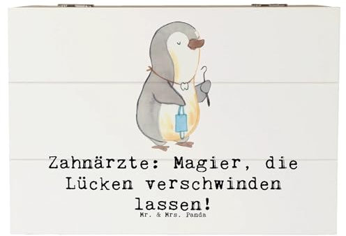 Mr. & Mrs. Panda 22 x 15 cm Holzkiste Zahnarzt Magier - Geschenk, präzise Technik, XXL, Zahnheilkunde, kreative Geschenke, Zahnpraxis, Schatulle,