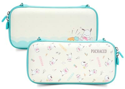 Kuitmor Schlanke Tragetasche kompatibel mit Switch/Switch OLED, schützende, Harte, tragbare Reisetasche für Switch-Konsole und Zubehör – Candy Party (Grün)