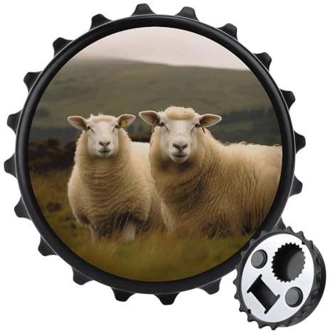 Vielseitiger Flaschenöffner und Untersetzer-Magnet, zwei weiße Schafe, kompakter Flaschenöffner, Küche, Kühlschrank, Dekoration und Bieröffner, Geschenk für Bierliebhaber