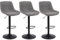 Ermnois Juego de 3 taburetes de bar giratorios con respaldo, sillas de bar modernas ajustables, sillas altas sin brazos, piel sintética de poliuretano, taburetes para isla de cocina, gris