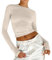 Sweatshirt Damen Langarmshirt, Enge Oberteile Langarm Frauen| Y2k Top Longsleeve Oberteil Rückenfrei Rundhals Sexy Crop Top für Slim Fit Tank Top Basic Tops Bauchfrei Pullover Pulli Mädchen