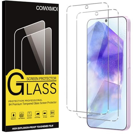 Coiwxmoi Verre Trempé pour Samsung Galaxy A55 5G/Samsung Galaxy A35 5G 2 Pièces,Film Vitre Protection écran Dureté 9H Anti Rayures Sans Bulless Transparent HD Haute Sensibilité Protecteur D'écran