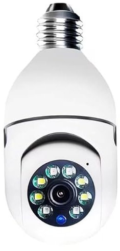 DWO EUROPE Cámara de Seguridad WiFi Bombilla con Ranura para Tarjeta SD, 360 Grados, para Interior con Visión Nocturna, Audio Bidireccional, Detección de Movimiento