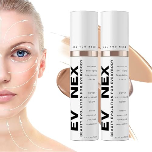 Evonex Age Defy Foundation, Getönte Anti Aging Feuchtigkeitscreme, Foundation Serum für Frauen, Universelle Tönung, Getönter Sonnenschutz für das Gesicht mit Leichter (2PCS)