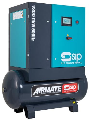 SIP VSDD Rotary Screw Air Compressor, Direct Drive, 400V 500L 15hp / 11kW 145psi / 10 Bar 50CFM 62dB