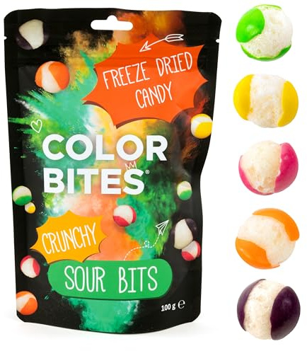 Color Bites – Gefriergetrocknete Süßigkeiten - Freeze Dried Candy - Crunchy Sour Bits - 100 g Knusprige Vegan Bonbons – American Candy & TikTok Trend