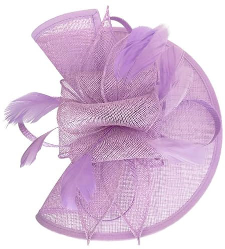 Finecy In Fascinator Wedding Hat for Women Headwear Ladies Race Royal Ascot Cocktail Tea Party Derby Hat with Headband and Clip (UK, Numeric, 4, 5, Lilac)