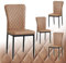 JaHECOME 4er Set Esszimmerstühle mit Kunstleder-Bezug, hoher Rückenlehne, Gitter Leichtbau Design, Essstuhl mit Metallbeine, für Esszimmer Küche Wohnzimmer (4, Hellbraun)