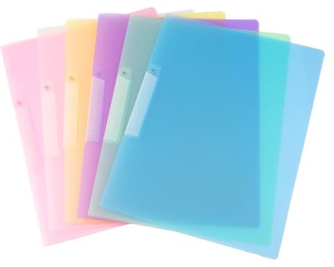 Funtery 6 Stück A4 Schnellhefter, 31x23cm, Stabil, Transluzent, PP, Heftstreifen, Heftschoner, für Papier, Organizer, Büro, Schul