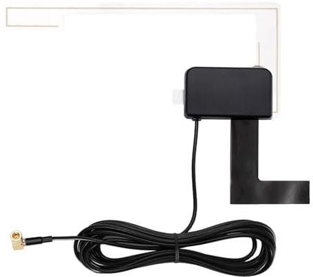 DAB Car Aerial, Car DAB Antenna, Glass Mount Antenna Digital Audio Broadcasting Receiver 3M, SMB Right Angle Connector Compatible with Pioneer Clarion Kenwood Alpine JVC, Enhances Signal Reception