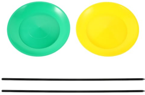 Yardwe Set de Jonglage, 2 Assiettes avec Bâtons, pour Débutants | Facile à apprendre, Léger et maniable, Pour spectacles, fêtes, entraînement, enfants et initiation au jonglage