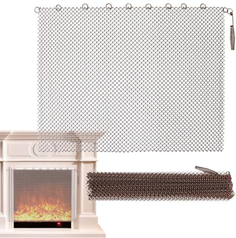 Hangable Fireplace Cover - Standing Spark Guard, Metal Fire Place Screen | Fireplace Hanging Net Decorative Scroll Design, Mesh Safety Fence, Fireplace Screens For Home, Perfect Festive Gift.