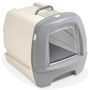 Toilette per Gatti 80'S Maxi Lettiera Chiusa per Gatto 62x47x48,5h Paletta e Filtro Inclusi Colori Assortiti