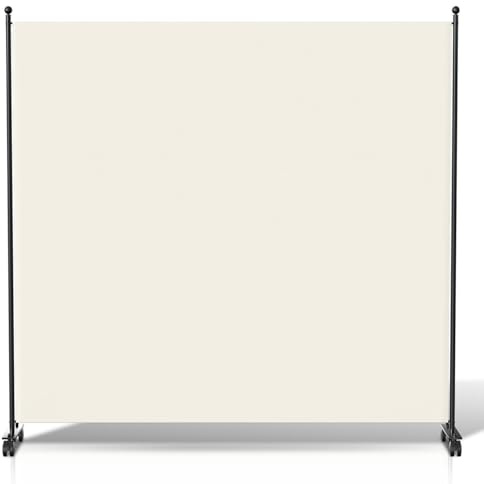 Peviasot Paravent auf Rollen 187x181cm - Raumteiler 1 Teilig Beige für Büro, Wohnzimmer Indoor Sichtschutz | Spanische Wand Klappbar (Beige)