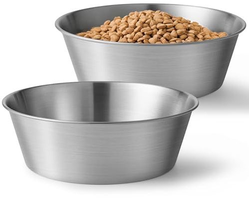 Wellbro Heavy-Duty Stainless Steel Dog Bowl - Food Grade 304, Rustproof & BPA Free - Easy to Clean, Dishwasher Safe -Medium (48oz, 6 Cups) for Dogs 40-80lbs