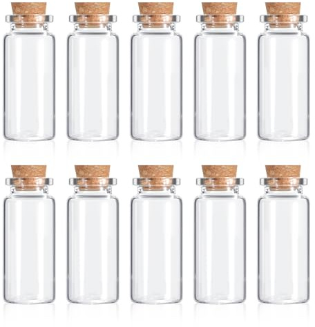 10 Pcs Small Glass Bottles with Cork Lids Small Glass Jars 10ml Mini Glass Bottles Empty Spell Jars Miniature Potion Bottles Message Wishing Bottle for Wedding Party Favours DIY Crafts Decoration