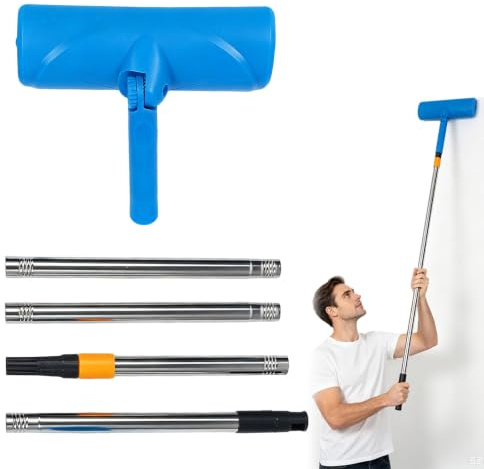 Kit de Rouleau à Peinture pour Plafond sans Goutte à Goutte, Rouleau à Peinture de 10 Pouces avec poignée Amovible étendue, boucliers Anti-éclaboussures, tête réglable