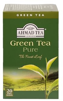 Ahmad Tea - Green Tea - Grüner Tee - Einzeln Verpackte, Aromaversiegelte Teebeutel mit 2g Tee pro Portion - 20 Teebeutel mit Band