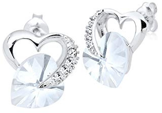 Elli Ohrringe Damen Ohrstecker Herz Liebe mit Kristallen in 925 Sterling Silber