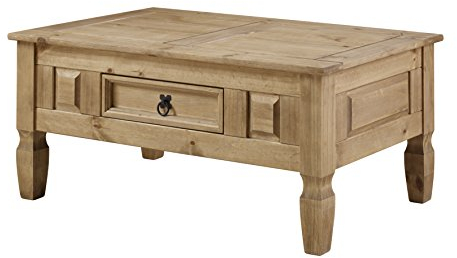 House of Cotswolds Couchtisch Corona, mexikanisches Kiefernholz – Rustikales Design mit Schublade