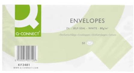 Q-Connect DL Envelopes Plain Wallet Self Seal 80gsm White (Pack of 1000)