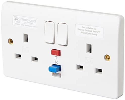 Mk K6231WHI 2-Gang 13A RCD Socket 30MA Active