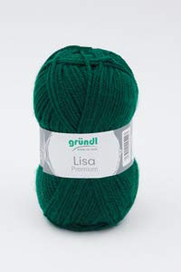 Gründl 5er Packung Wolle LISA Premium uni, 50gr, 100% Polyacryl,Bastelgarn,Strickgarn,Handarbeitswolle (16 tanne)