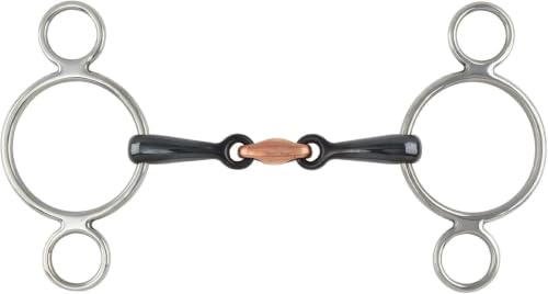 Shires Two Ring Sweet Iron Gag Bit with Raised Copper Ribs - Sweet Iron & Copper - Multiple Sizes 5