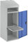 RAU | Industrie-Stehpult | mit offenem Fach über dem Schrank | Breite 450 mm | lichtgrau/enzianblau