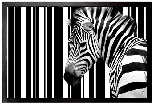1art1 Zebras Barcode Zebra Fußmatte Dekomatte Innenbereich | Design Türmatte 60x40 cm