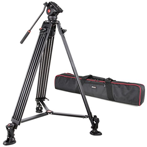 VILTROX VX-18M 188cm / 74 Zoll Panorama Kamera Dreibein Stative mit Fluid Drag Kopf für DSLR Kamera & DV Camcorder, Aluminiumlegierung