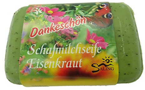 Saling Geschenkset Schafmilchseife  DANKESCHÖN“ 100 g, Eisenkraut Ohne / Mit Glückwunschkarte aus Grätz-Verlag (Seife DANKESCHÖN solo)