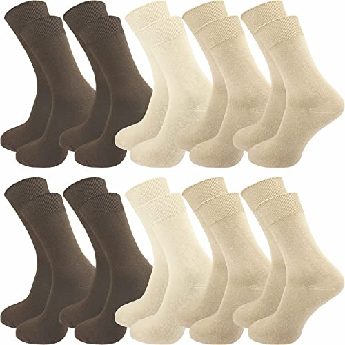 GAWILO Socken aus 100% Baumwolle (10 Paar) | Ohne drückende Naht, mit venenfreundlichem Komfortbund | Baumwollsocken für Damen & Herren (39-42, brauntöne)