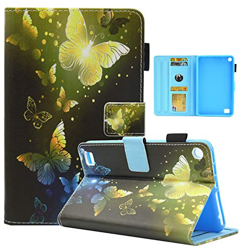 Estuche para la Nueva Tableta Amazon Fire 7 (5ta. 2015 lanzada, 7ma versión Nueva 2017) -PU Tapa de Cuero Slim Shell Standing con activación/suspensión automática para Amazon Kindle Fire HD 7