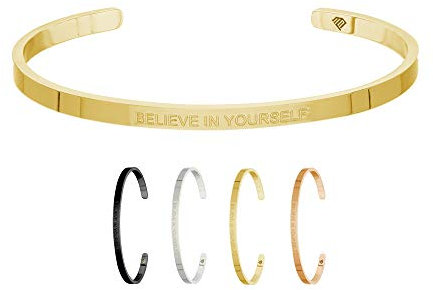 Max Palmer | Armband/Armreif mit Spruch - Gravur Believe IN Yourself [04.] - Gold