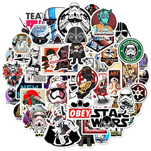 50Pcs Science Fiction Film Theme Star Wars Stickers Cute Stickers for Water Bottles Hydroflasks Skateboard Decal Sticker for Teens, Girls, Boys, Adults Laptop Sticker (Star Wars)