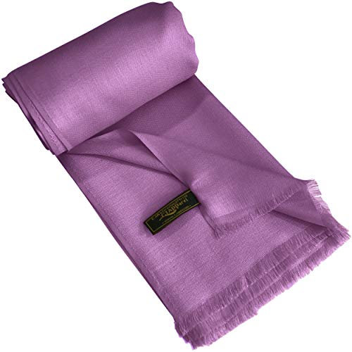 CJ Apparel Pashmina, color morado claro, lila, malva, magenta, color sólido, diseño de flecos, chal nepalés, bufanda, estola, pashmina, hecha a mano en Nepal