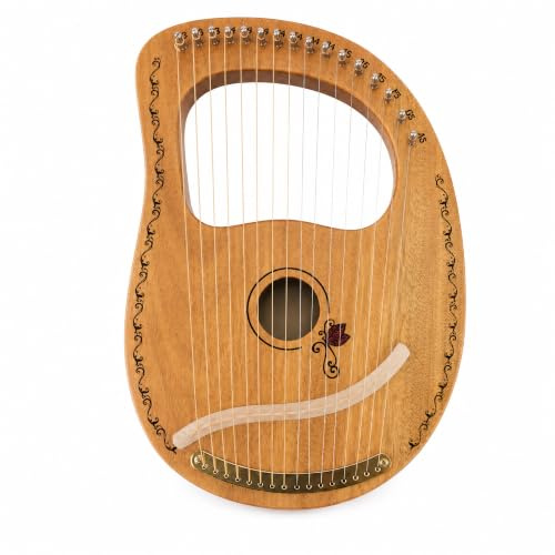 Flying Melody“OW”16-String Wooden Lyre Harp,Mahogany Wood String Instrument with Carry Bag,Tuning Wrench,Cleaning Cloth and backup 16 Strings, Gift Idea