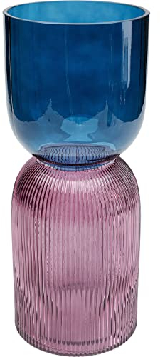 Kare Design Vase Marvelous Duo, Blau/Lila, Handgefertigt, Hohe Blumenvase für Pampasgras, Glasvase mit Strukturmix, Deko für Wohnzimmer, Esstisch, Regal, Flur, Unikat, Glas, 40cm (H)