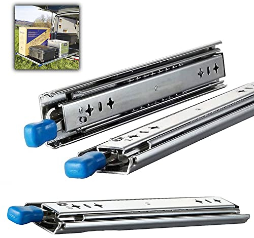 Outech Schubladenführungen Mit Verriegelung, Schwerlast-Küchen Schubladenschienen, 48in/1200mm Seitliche Montage Kugelführungen, 3-teilige Vollauszüge, 120 Kg Tragfähigkeit (2 Stück)