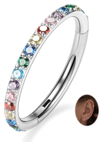 Opal CZ Conch Hoop Ring Septum Schmuck Türkis Nahtloser Clicker Ring Daith Ohrringe Chirurgischer Stahl Turm Tragus Conch Piercing Schmuck Kleiner Hoop Ohrring Nasenring 20G 18G 16G 14G 12G