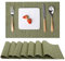 Myir JUN Tischsets Abwaschbar 8er Set, Gewebte Platzdeckchen rutschfest Abgrifffeste Hitzebeständig, Vinyl Platzsets Abwaschbar für küche Speisetisch Hotel, Platz-Matten30x43.5cm (Grün)