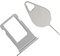OnlyTech - SIM Card Drawer/Holder Compatible with iPhone 7 Grey/Silver - With Installed Waterproof Ring + Extration Tool