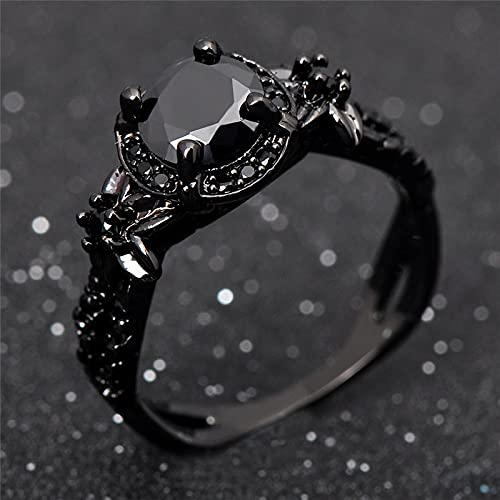 Ring Ringe Damen Bijouterie Herren Luxus Weiblicher Grüner Runder Stein Ring Charme Schwarz Gold Eheringe Für Frauen Versprechen Liebe Blume Verlobungsring 6 Schwarz