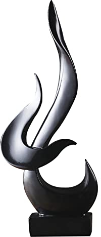 FUFRE Flamme Statue en Résine, Sculpture Abstraction Art Décoration Cave à Vin Décoration Intérieur Salon Table Basse Meuble TV Office Bureau Design, Cadeaux de Mariage (Noir)