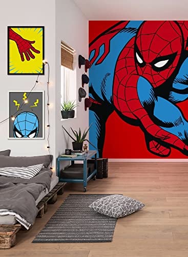Komar Papier peint photo intissé Marvel PowerUp Spider-Man Watchout - Dimensions : 200 x 250 cm (largeur x hauteur) - Papier peint pour chambre d'enfant