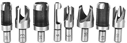Juego de cortadores de tapones de madera, 8 piezas, cortador de tapones de madera de acero de alto carbono, herramienta para hacer agujeros y sacar corchos redondos